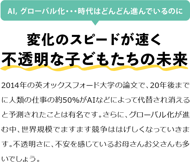 変化のスピードが速く不透明な子どもたちの未来